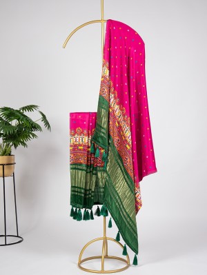 Beautiful Designer Gajri Silk With Digital Print Dupatta